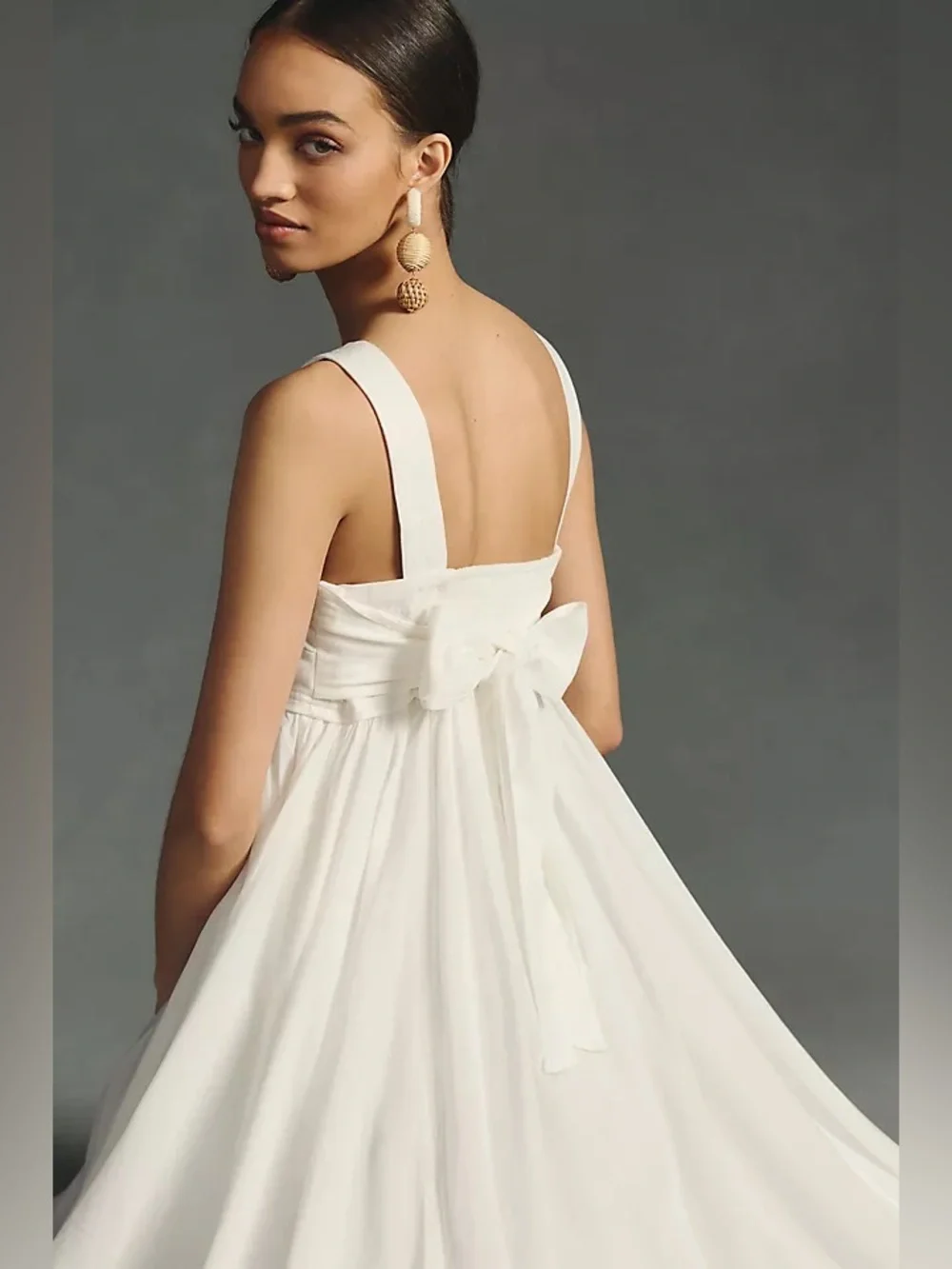 Anthropologie Pilcro White Asymmetrical Babydoll Midi Dress Size XS - Picture 2 of 13